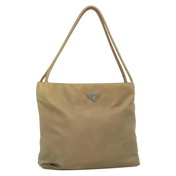 PRADA Tote Bag Nylon Beige Silver Auth bs27846 - Picture 1 of 16